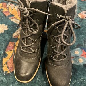 Women's Dark Gray Winter Boots with Faux Fur Lining